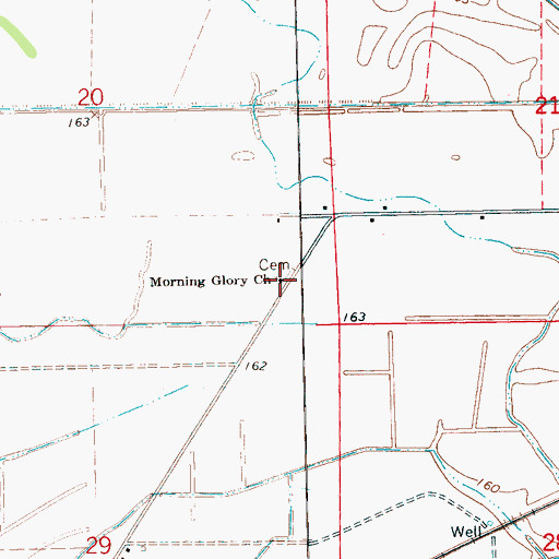 Topographic Map of Morning Glory Church, MS