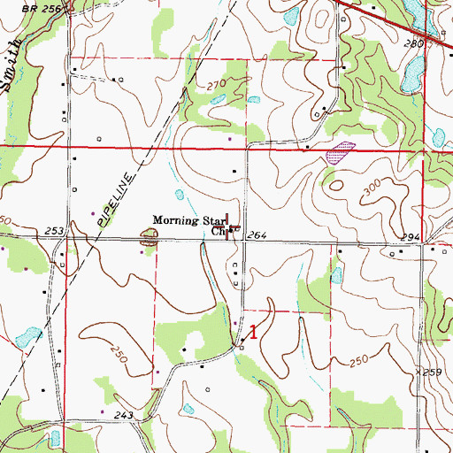 Topographic Map of Morning Star Church, MS