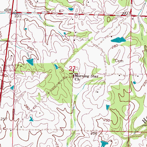 Topographic Map of Morning Star Church, MS