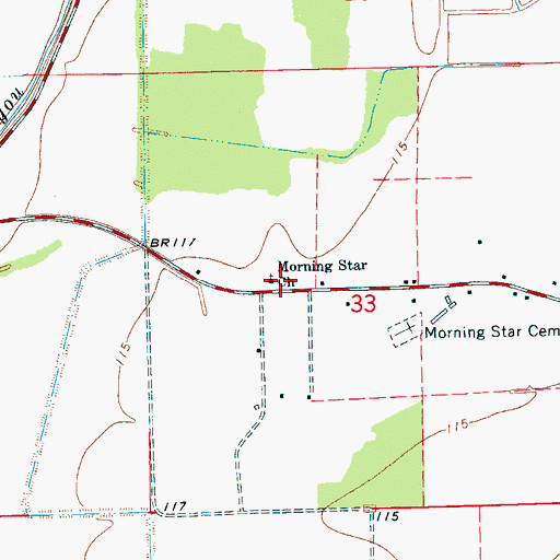 Topographic Map of Morning Star Church, MS