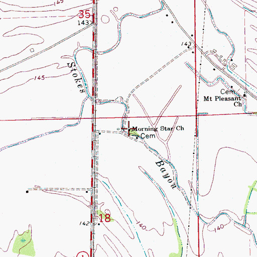 Topographic Map of Morning Star Church, MS