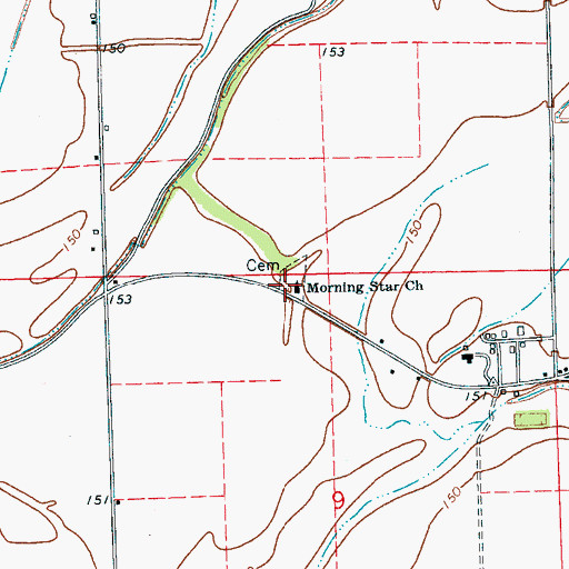 Topographic Map of Morning Star Church, MS