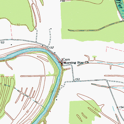 Topographic Map of Morning Star Church, MS