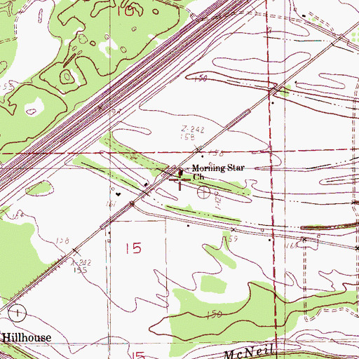 Topographic Map of Morning Star Church, MS
