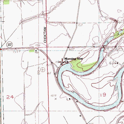 Topographic Map of Morning Star Church, MS