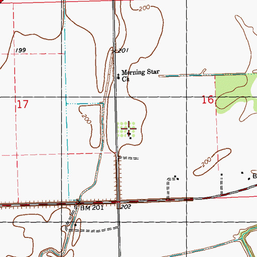 Topographic Map of Morning Star Church, MS
