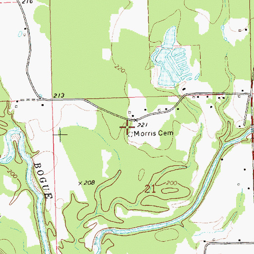 Topographic Map of Morris Cemetery, MS