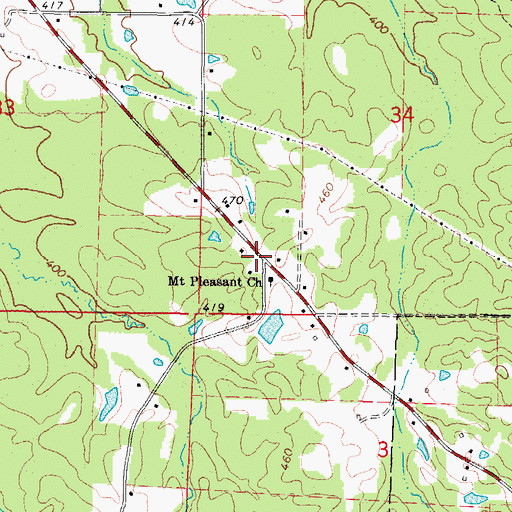 Topographic Map of Mount Pleasant School (historical), AR