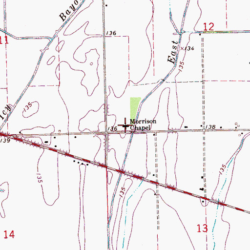 Topographic Map of Morrison Chapel Baptist Church, MS