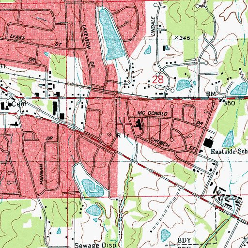 Topographic Map of Morrison Heights Church, MS