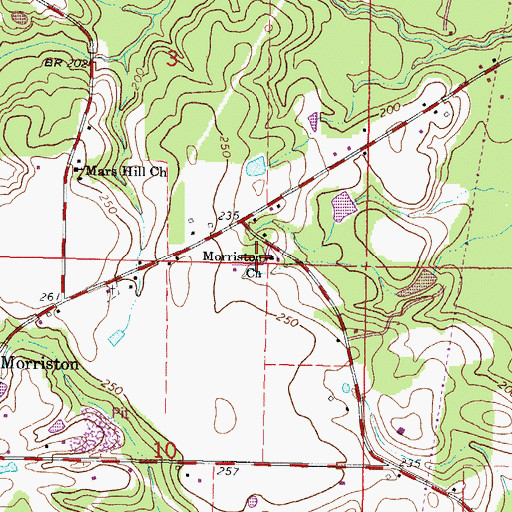 Topographic Map of Morriston Baptist Church, MS