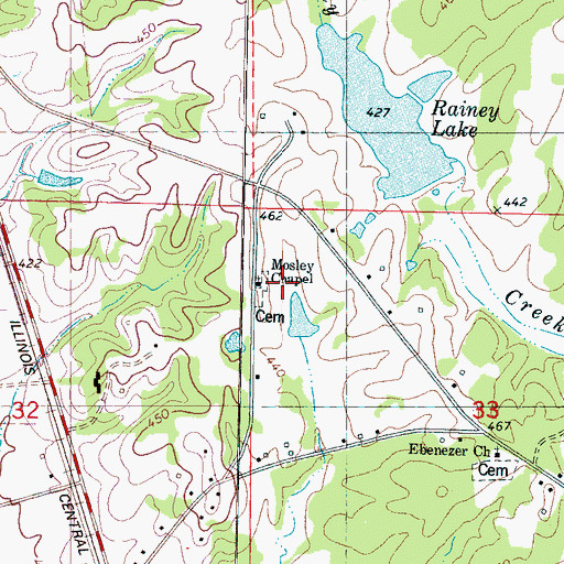 Topographic Map of Mosley Chapel, MS
