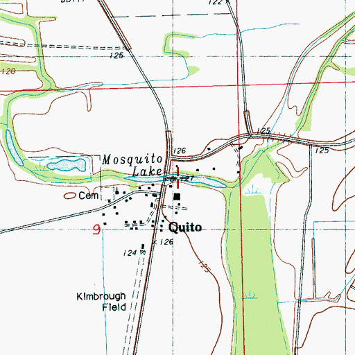 Topographic Map of Mosquito Lake, MS