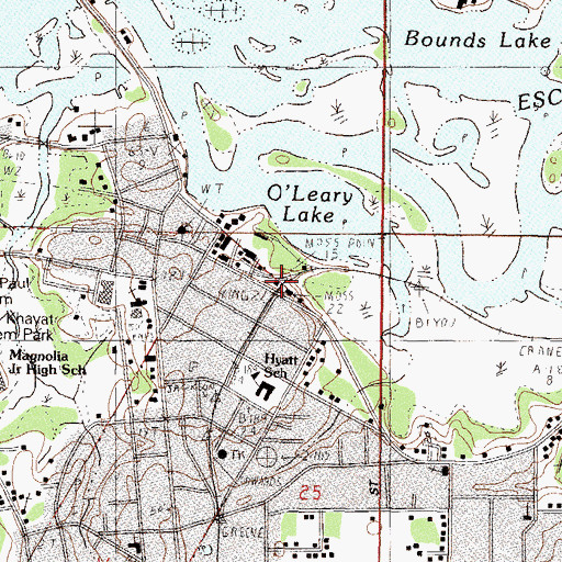 Topographic Map of Moss Point, MS