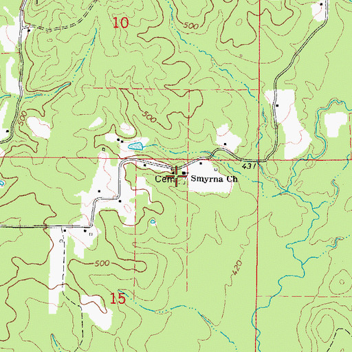 Topographic Map of Smyrna Cemetery, AR
