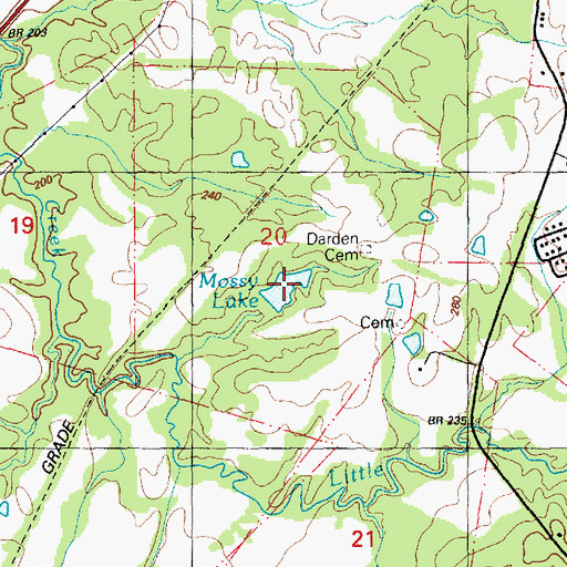 Topographic Map of Mossy Lake, MS