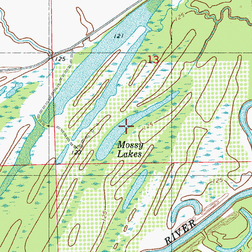 Topographic Map of Mossy Lakes, MS