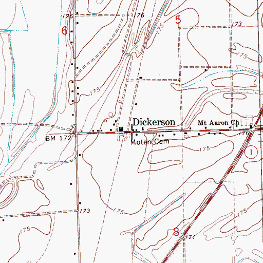 Topographic Map of Moten Cemetery, MS