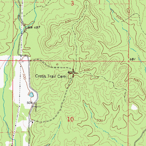 Topographic Map of Cross Trails (historical), AR