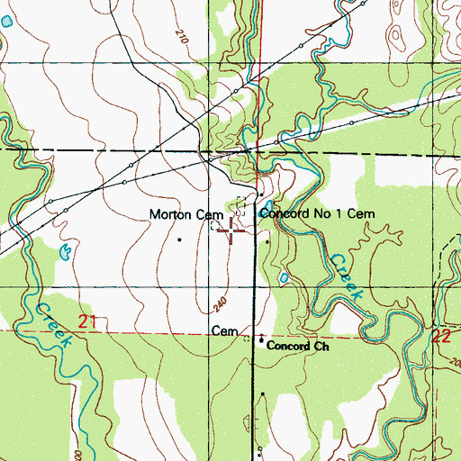 Topographic Map of Morton Cemetery, MS