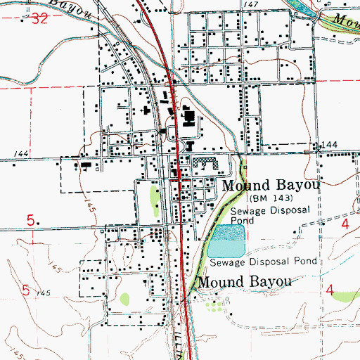 Topographic Map of Mound Bayou, MS