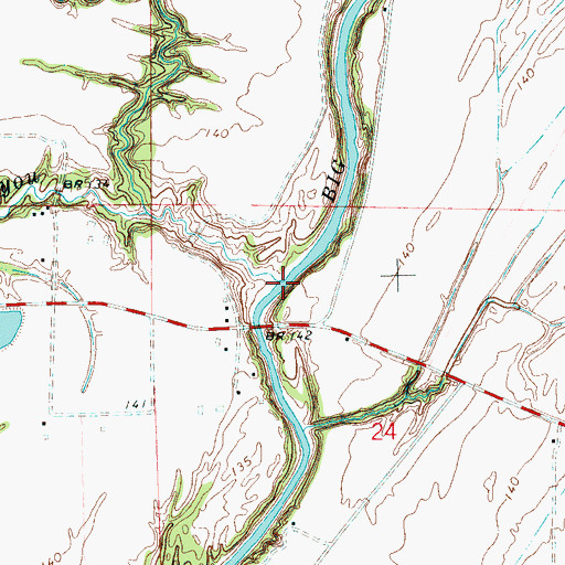 Topographic Map of Mound Bayou, MS