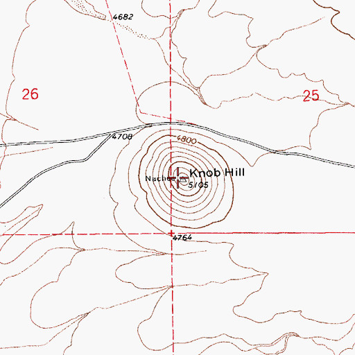 Topographic Map of Knob Hill, AZ