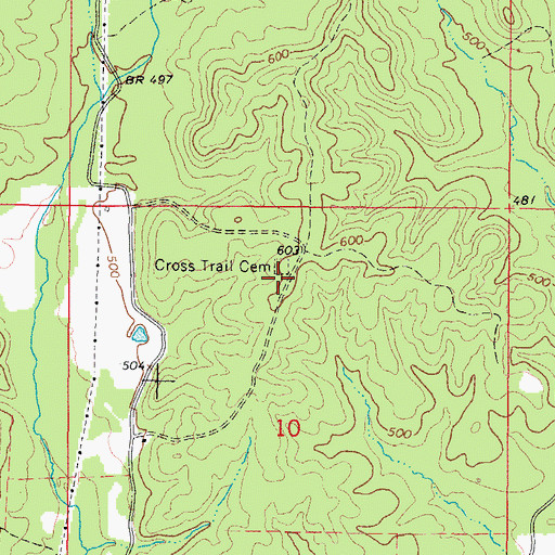 Topographic Map of Cross Trail School (historical), AR