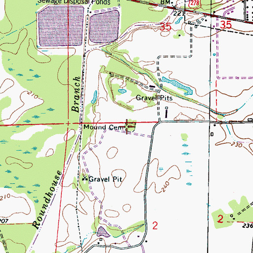 Topographic Map of Mound Cemetery, MS