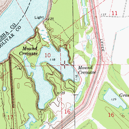 Topographic Map of Mound Crevasse, MS
