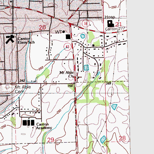 Topographic Map of Mount Able Church, MS