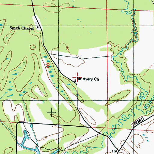 Topographic Map of Mount Avery Church, MS