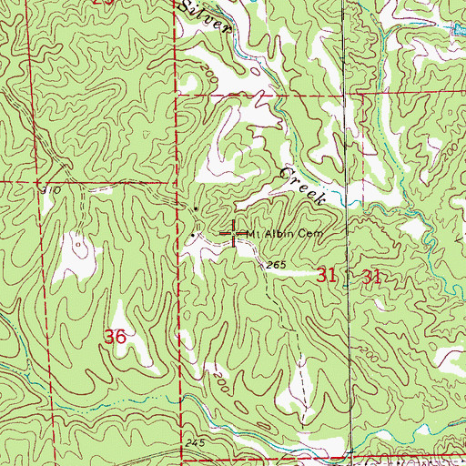 Topographic Map of Mount Albin Cemetery, MS