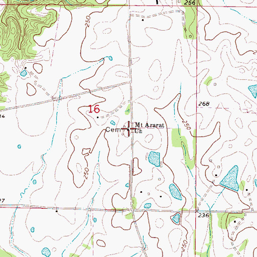 Topographic Map of Mount Ararat Church, MS