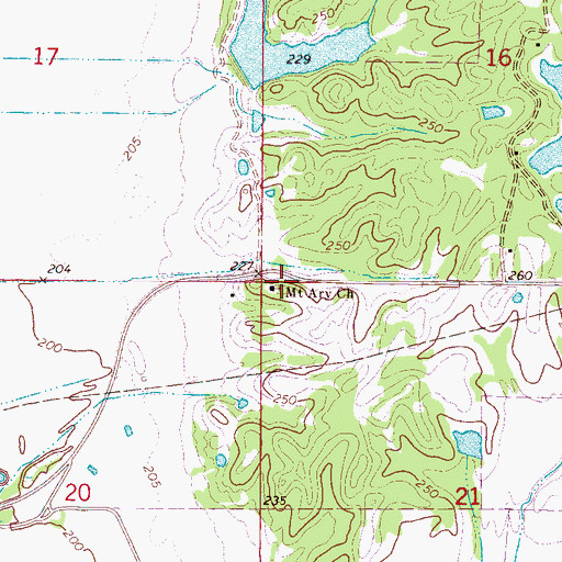 Topographic Map of Mount Ary Church, MS