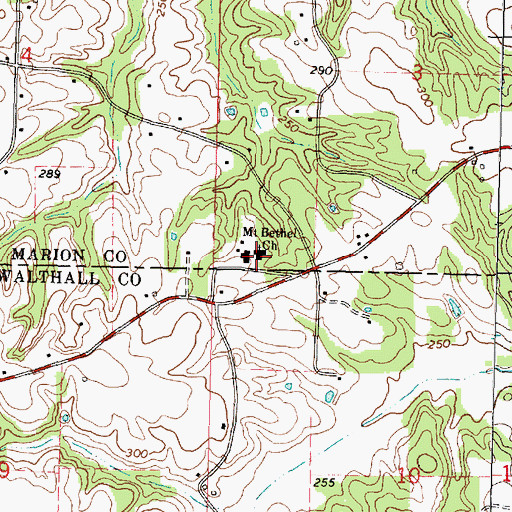 Topographic Map of Mount Bethel Church, MS