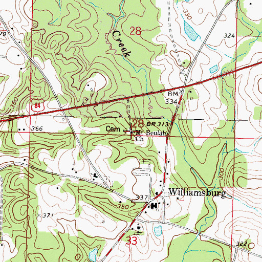 Topographic Map of Mount Beulah Church, MS