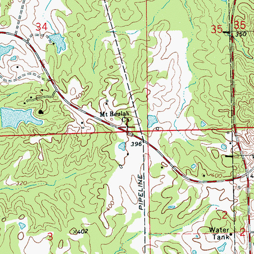 Topographic Map of Mount Beulah Church, MS
