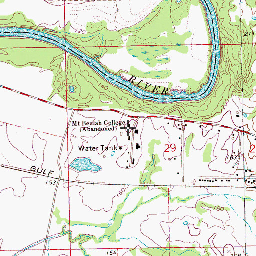 Topographic Map of Mount Beulah College, MS