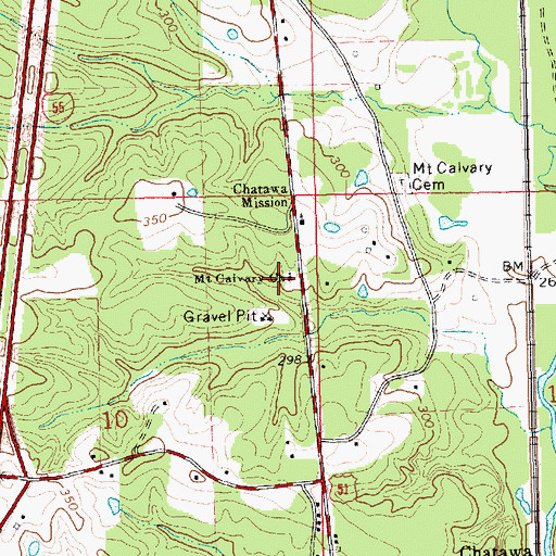 Topographic Map of Mount Calvary Church, MS