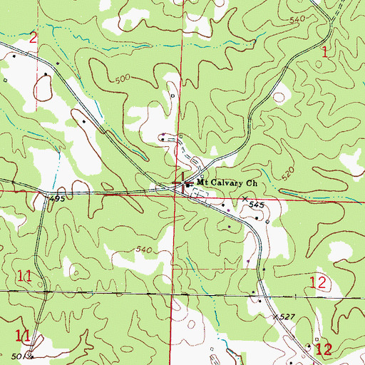 Topographic Map of Mount Calvary Church, MS