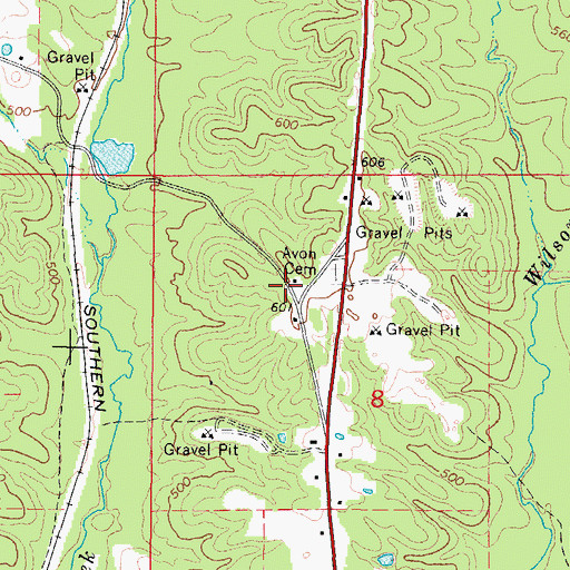 Topographic Map of Avon School (historical), AR