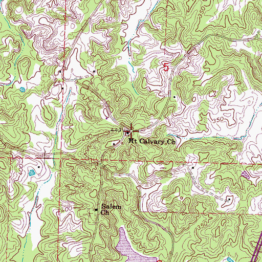 Topographic Map of Mount Calvary Church, MS
