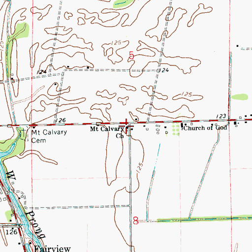 Topographic Map of Mount Calvary Church, MS