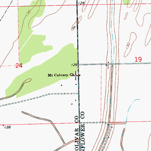 Topographic Map of Mount Calvary Church, MS