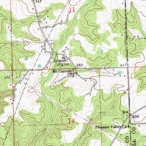 Topographic Map of Mount Cannon Church, MS