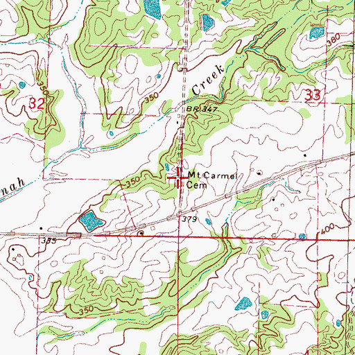 Topographic Map of Mount Carmel Cemetery, MS