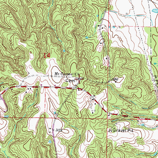 Topographic Map of Mount Carmel Church, MS