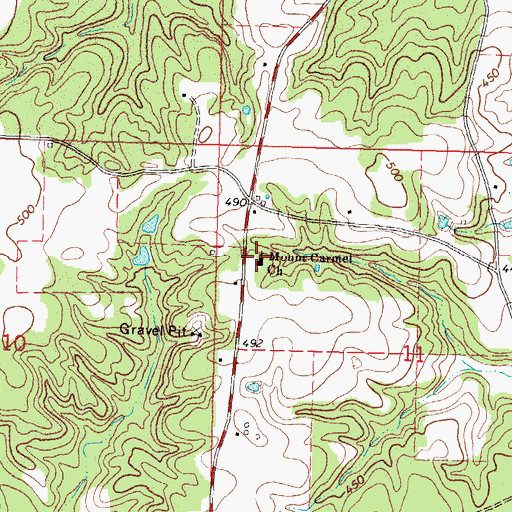 Topographic Map of Mount Carmel Church, MS