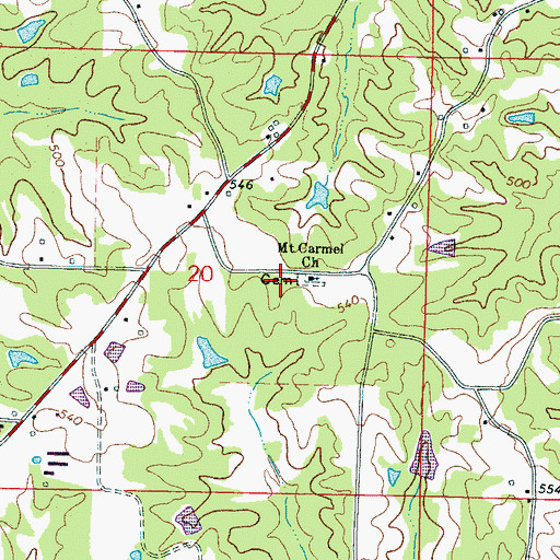 Topographic Map of Mount Carmel Church, MS